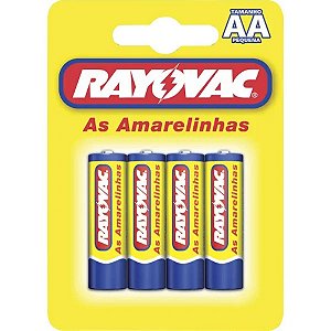 Pilha Alcalina Rayovac AA Pequena Cartela com 4 Pilhas