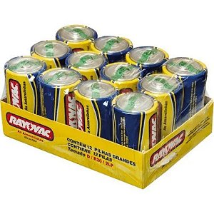 Bandeja 12 Pilhas Zinco Média C - Rayovac
