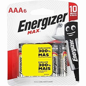 Pilha Alcalina Energizer Max  Aa6 - Pequena - 6 Pilhas