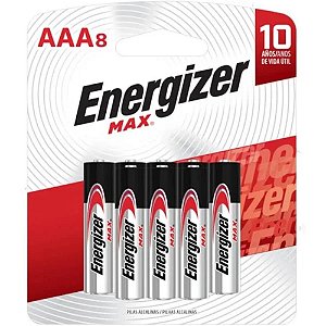 Pilha Alcalina Energizer Max AAA8 - Pequena - 8 Pilhas