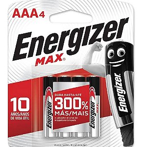 Pilha Alcalina Energizer MAX AAA4 - 4 Pilhas