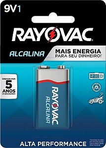 Bateria Alcalina Rayovac 9V- Cartela com 1 Bateria