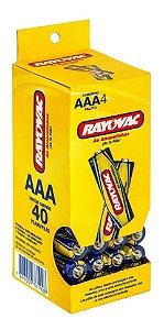 Pilha Zinco Rayovac AAA Tubo com 10 Cartelas de 4 Pilhas (40 Pilhas)