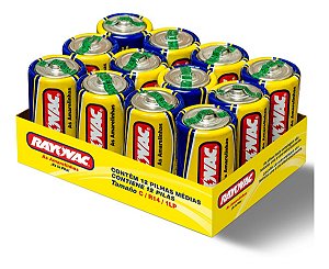 Pilha Zinco Rayovac D - Bandeja com 12 Pilhas
