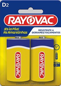 Pilhas Zinco Rayovac D (grande)  - 1 Cartela com 2 Pilhas