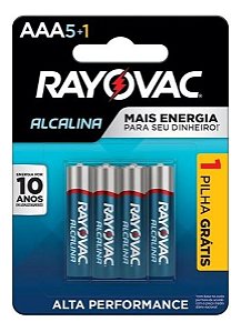 Pilha Alcalina Rayovac AAA - Pague 5 Leve 6