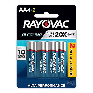 Pilha Alcalina Rayovac AA - cartela com 6 Pilhas