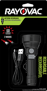 LANTERNA RAYOVAC RECARREGAVEL USB  MINI 60 LUMENS