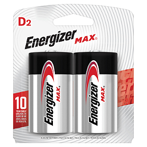 Pilha Alcalina Energizer Max D2 - Grande - 2 Pilhas