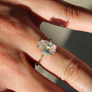 Anel Gota Solitário Regulável