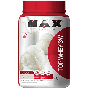 TOP WHEY 3W + SABOR POTE 900g LEITE - MAX TITANIUM