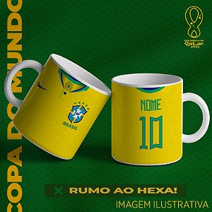 Caneca Seleção Brasileira Copa 2022 Personalizada com Nome E Número