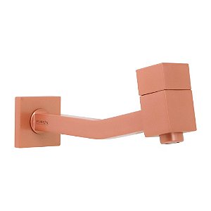 Torneira Link Quadrada Rose Gold p/ Banheiro De Parede Longa