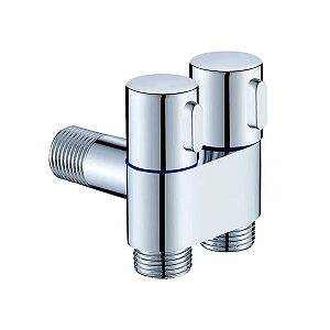 Registro Duplo Metal para Saida de Máquina de Lavar Área Útil Serviço Lavanderia Tanque Dulpa 1/4 de Volta