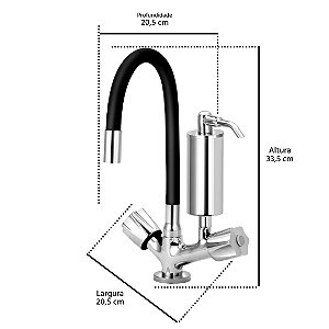 Torneira Gourmet C50 Colors Preta Filtro Cozinha Mesa