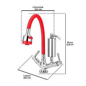 Torneira Gourmet C51 Vermelha Filtro Slim Cozinha Mesa