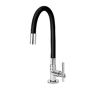 Torneira Gourmet C61 Flexível Para Cozinha Mesa Preta 1/4 de Volta