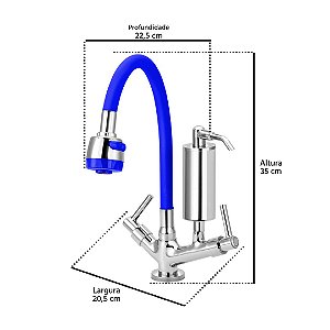 Torneira Gourmet C51 Azul Filtro Slim Cozinha Mesa