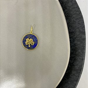 Pingente Medalha Desir - Lapis Lazuli Trevo