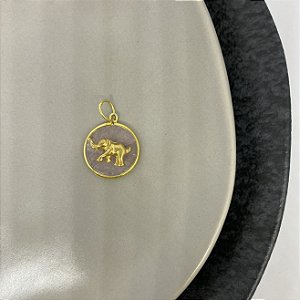 Pingente Medalha Desir - Quartzo Rosa Elefante