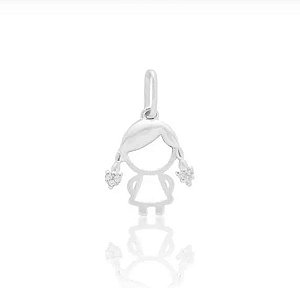 Pingente menina trancinhas com zircônias