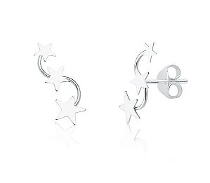 Brinco ear cuff estrelas degradê Prata 925