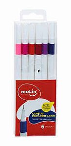 KIT CANETAS FINE LINER 0,4 MM TONS DE LILAS E VERMELHO MOLIN