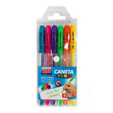 CANETA ESFEROGRÁFICA NEON KAZ 6 CORES