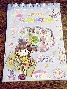 CADERNO DE ADESIVOS + CHAVEIRO PERSONALIZÁVEL
