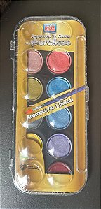 AQUARELA 12 CORES METÁLICAS KAZ