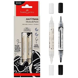 MARCADOR MULTIMARK PRETO E BRANCO FABER CASTELL SHAKE & PAINT