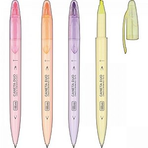 CANETA DUO ESFEROGRÁFICA COM MARCA TEXTO TILIBRA