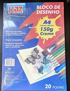 BLOCO DE DESENHO A4 150G CREME KAZ