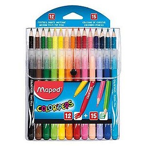 LÁPIS DE COR COLOR PEPS 15 CORES + 12 CANETINHAS