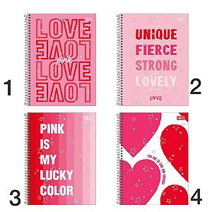 CADERNO UNIVERSITÁRIO LOVE PINK 80 FLS 1 MATERIA