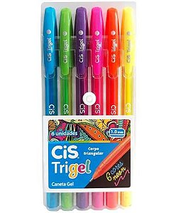 CANETA TRIGEL CIS 6 CORES NEON