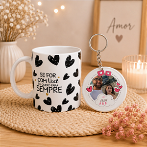 Kit Caneca + Chaveiro Personalizado com Foto