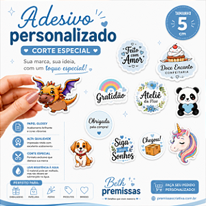 Adesivo Personalizado 5 cm Corte Especial