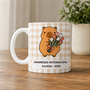 Caneca Personalizada Congresso Internacional Capivara Floral – Curitiba 2026