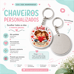Chaveiro em Alumínio 5,5 cm Personalizado – Amar É..