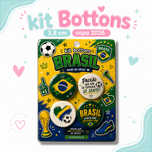 Kit Bottons Torcida Brasil Copa 2026