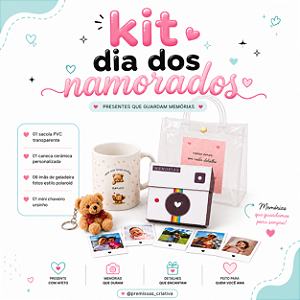 Kit Presente para Namorados com Caneca Personalizada e Fotos Polaroid