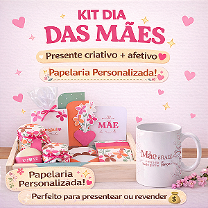 Kit Dia das Mães com Caneca Personalizada e Cesta MDF – Presente Criativo e Afetivo