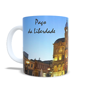 Caneca Curitiba PR Sesc Paço da Liberdade Souvenir Cerâmica 325ml