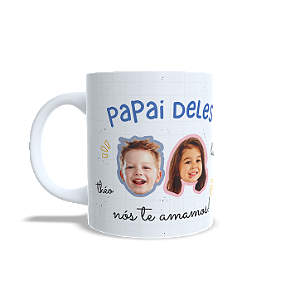 Caneca Personalizada Dia dos Pais 325ml - Com Fotos dos Filhos - rostinho-pai