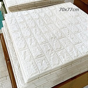 Painel Adesivo 3d Alto Relevo 70x77cm Espessura 4mm Revestimento Espuma Branco