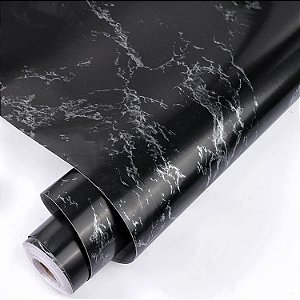 10 Metros Papel De Parede Adesivo Lavável Vinílico Modelo Mármore Preto