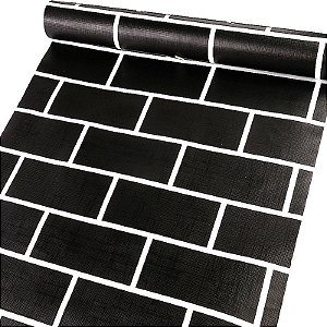10 Metros Papel De Parede Adesivo Lavável Vinílico Modelo Tijolo Preto