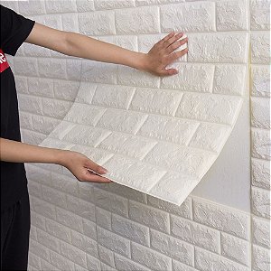 Painel Adesivo 3D Alto Relevo 70x38 Kit 10 Peças Branco