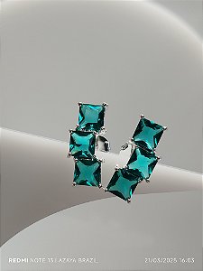 Brinco Ear Cuff Cristal Verde Esmeralda